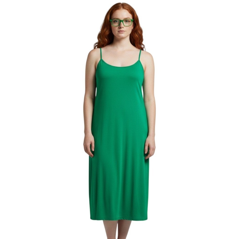 Absolutely It Green Open Back Midi Slip Dress Womens XL Spaghetti Strap Slit